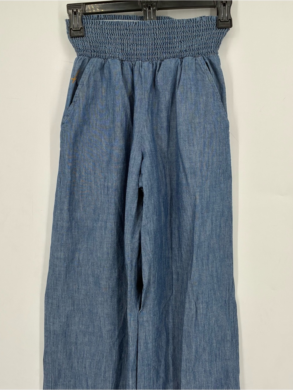 Birdwell Beach Britches Womens Small Wide Leg Pants Blue Stretch Waist Vacation - Picture 6 of 7